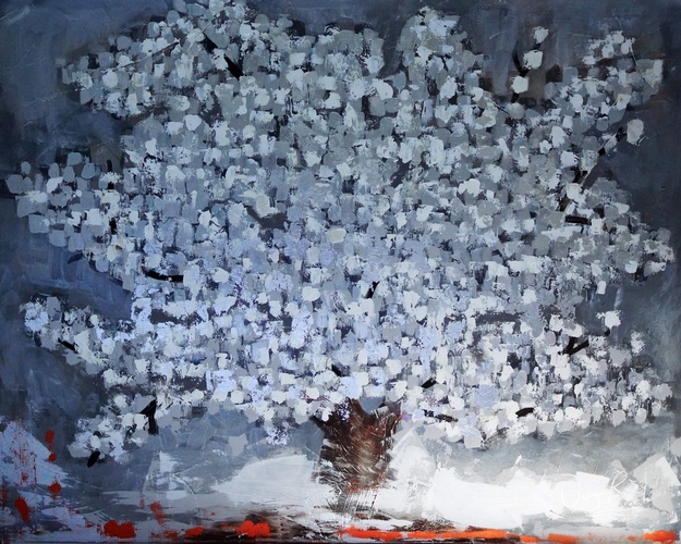 First Snow on a Cloudy Day, 2013 Painting by Canadian Modern Artist - Carolina Vargas Reis